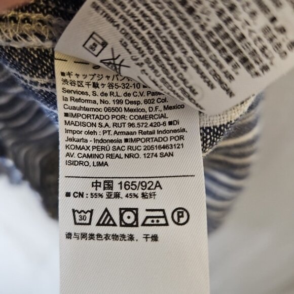 Womens Sz Med Old Navy Stripe Linen Blend Romper Shorts Vacation Nautical Beach - Picture 8 of 8